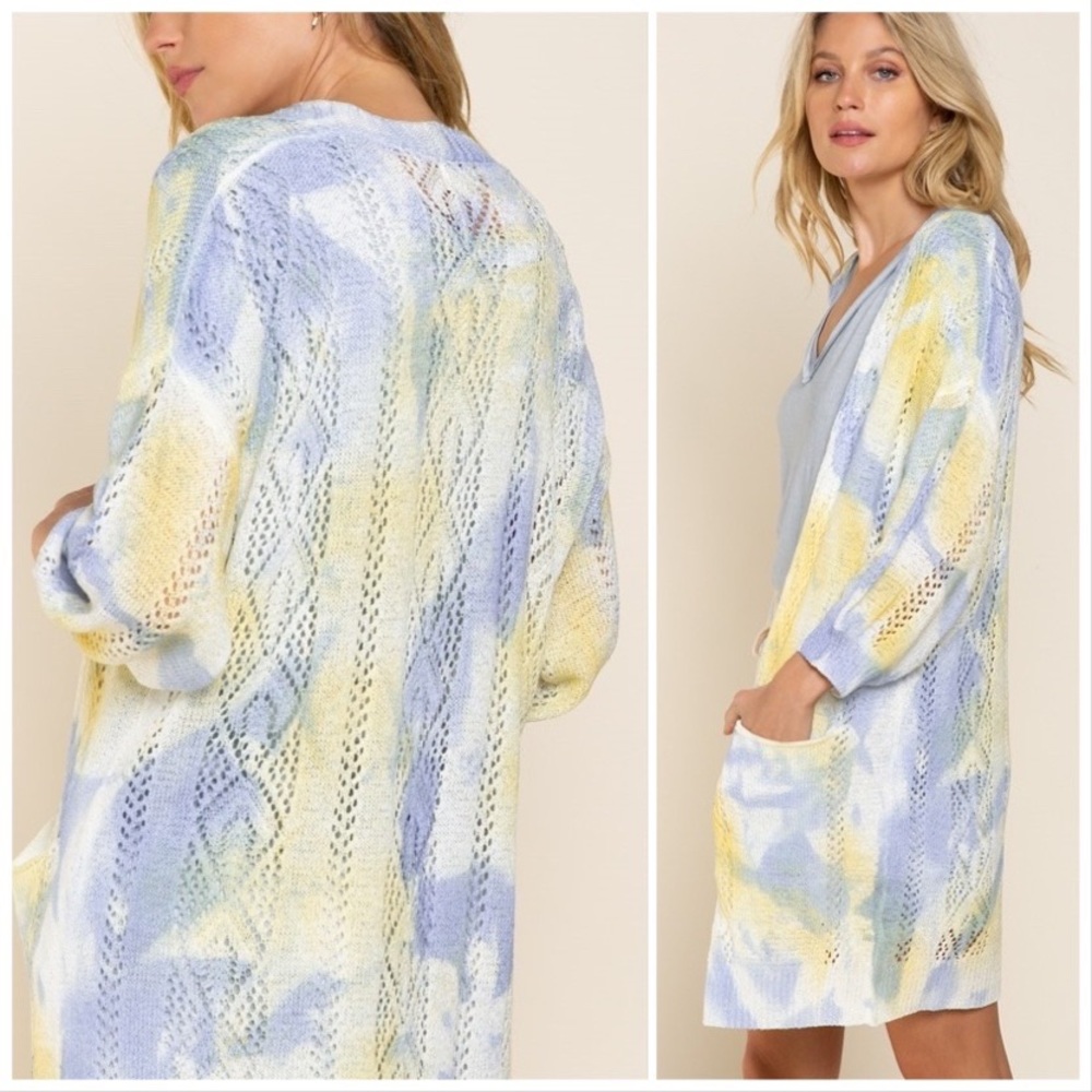 POL Splash of Color Hand Dyed Kimono Cardigan - Picture 7 of 12